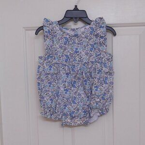NWT Petite Plume Blue Purple Floral Romper sz 3-6 Months